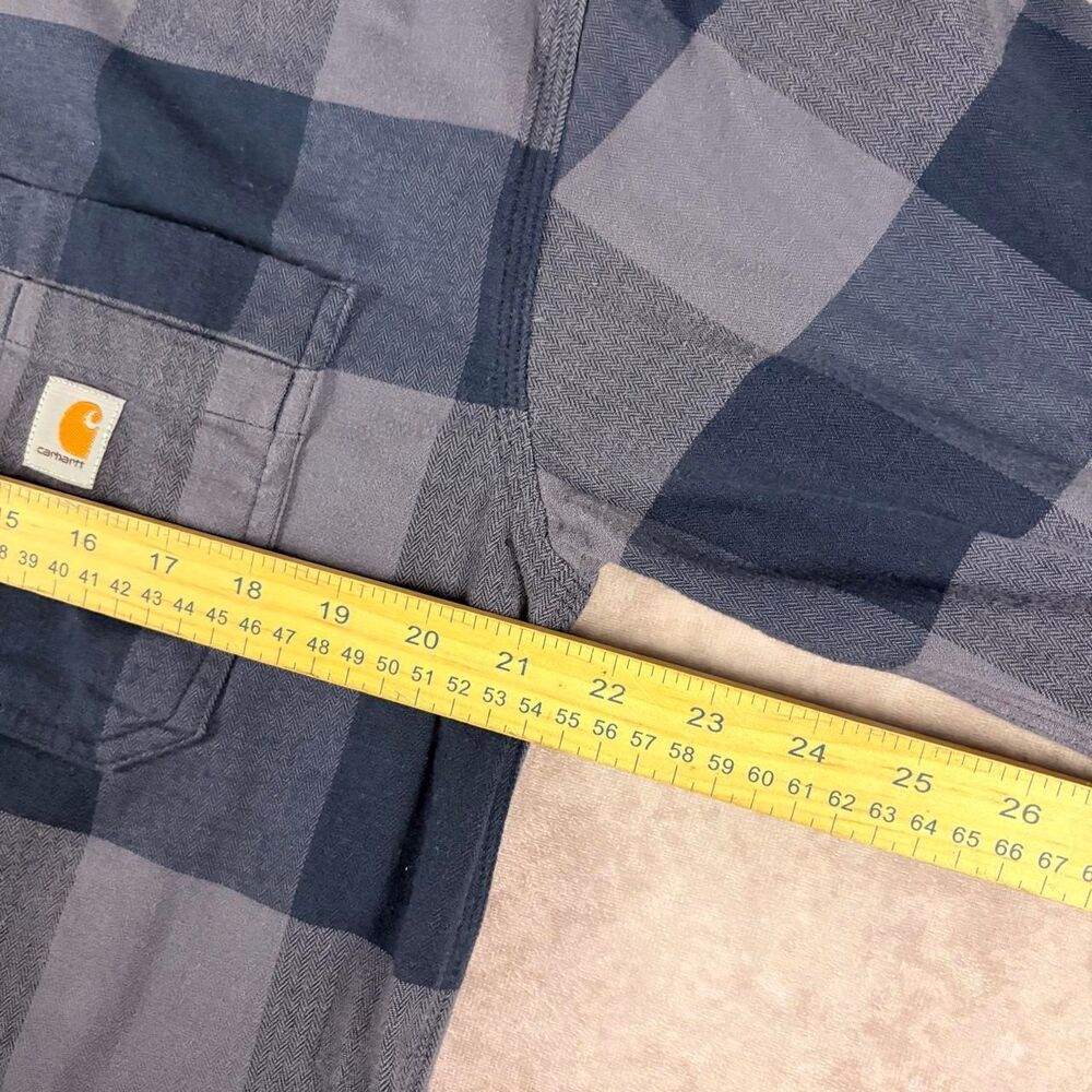 carhartt navy blue striped flannel button up - Picture 7 of 7